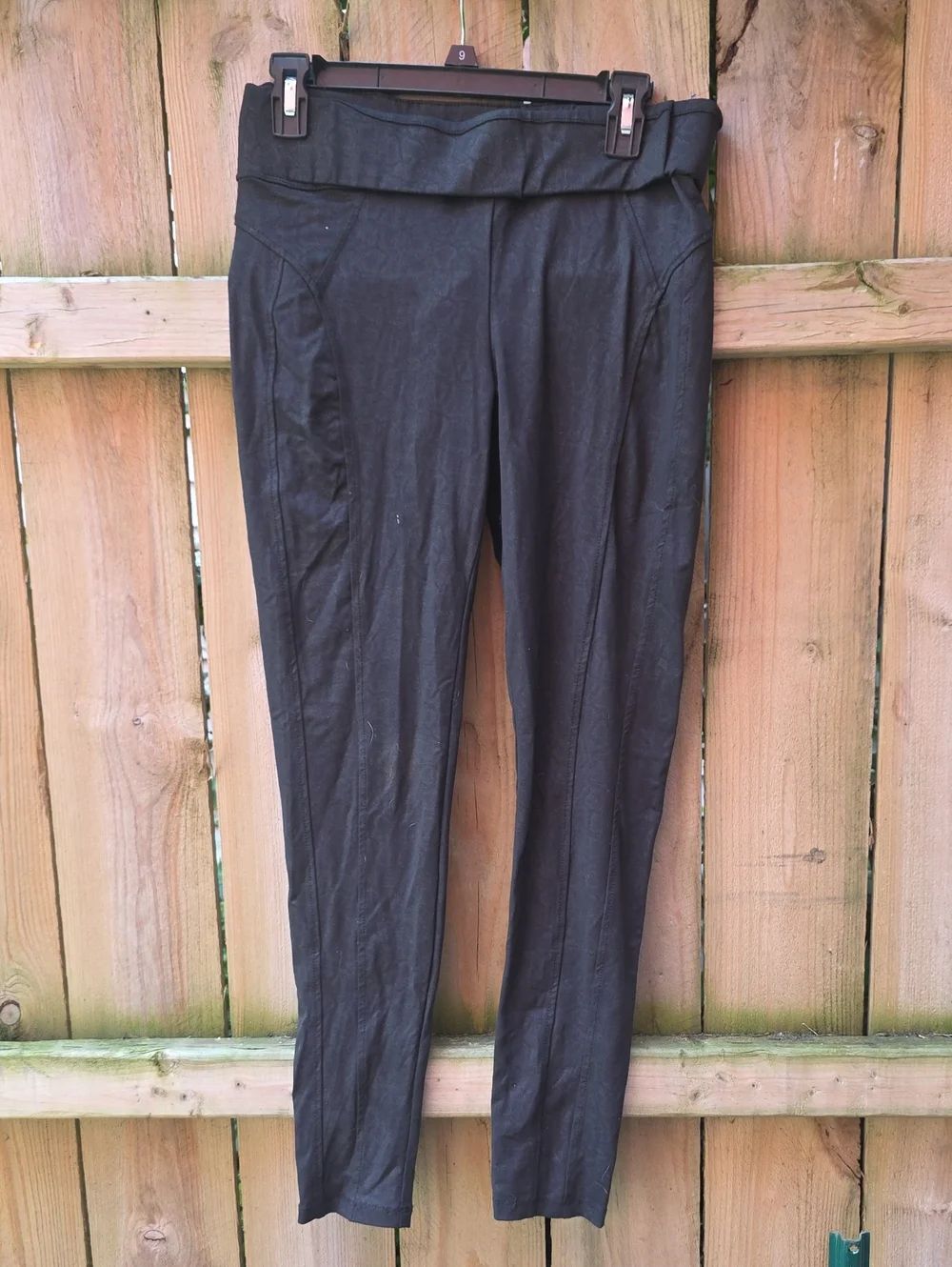Democracy Black Foldover High-Waist Skinny Ponte Pants